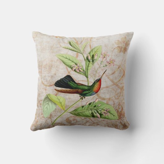 火炎の喉のハミングバードヴィンテージグランジ枕 クッション (裏面)