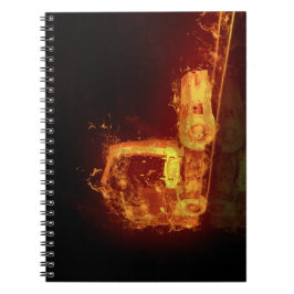 火炎の赤い燃えるトラック ノートブック