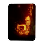 火炎の赤い燃えるトラック マグネット (縦)