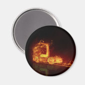 火炎の赤い燃えるトラック マグネット (正面/裏面)