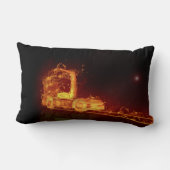 火炎の赤い燃えるトラック ランバークッション (裏面)