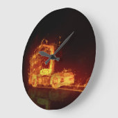 火炎の赤い燃えるトラック ラージ壁時計 (傾斜)