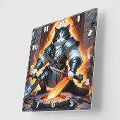 火炎天下での戦闘に備えた装甲猫 スクエア壁時計 (傾斜)