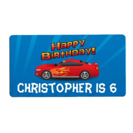 火炎少年の誕生日パーティーとホットレッドレースカー ラベル