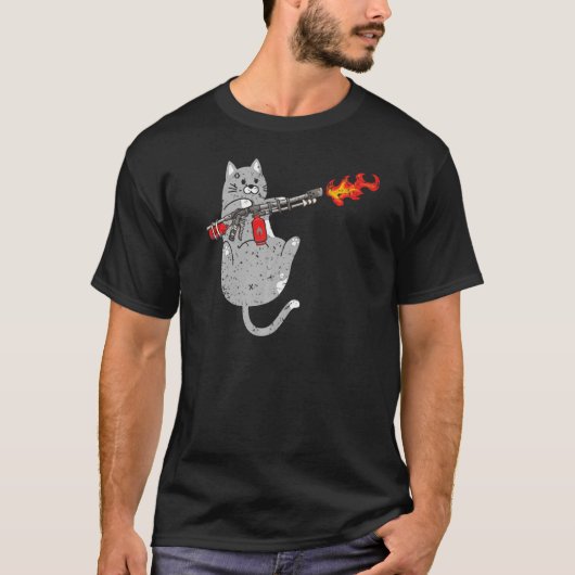 火炎放射猫火炎放射火器子猫 Tシャツ (正面)