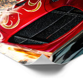 火炎模様漂流懸命#1付きレッドレーシングカー ポスター (角)