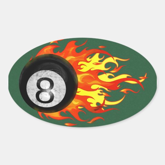 火炎8ボール 楕円形シール (正面)