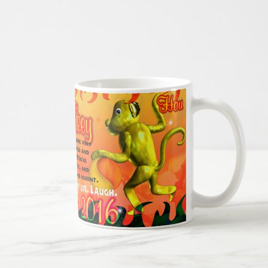 火猿は1956,2016を生まれます コーヒーマグカップ (右)
