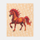 火素晴らし中国の馬2026年 フリースブランケット (正面)