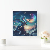 火素晴らし吹き竜 スクエア壁時計 (ホーム)