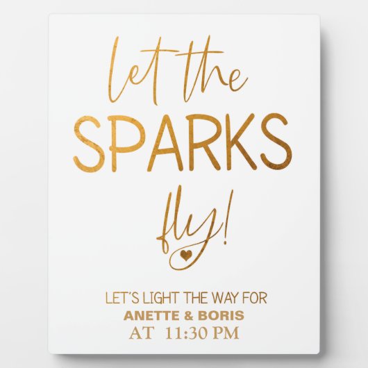 火花を飛ばすサイン金ゴールド卓上プラーク フォトプラーク (正面)