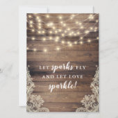 火花を飛ばす |木製およびストリングラ結婚イトの標識 招待状 (正面)