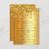 火花グリッター金ゴールドドライ結婚プのエレガント数 招待状 (正面/裏面)