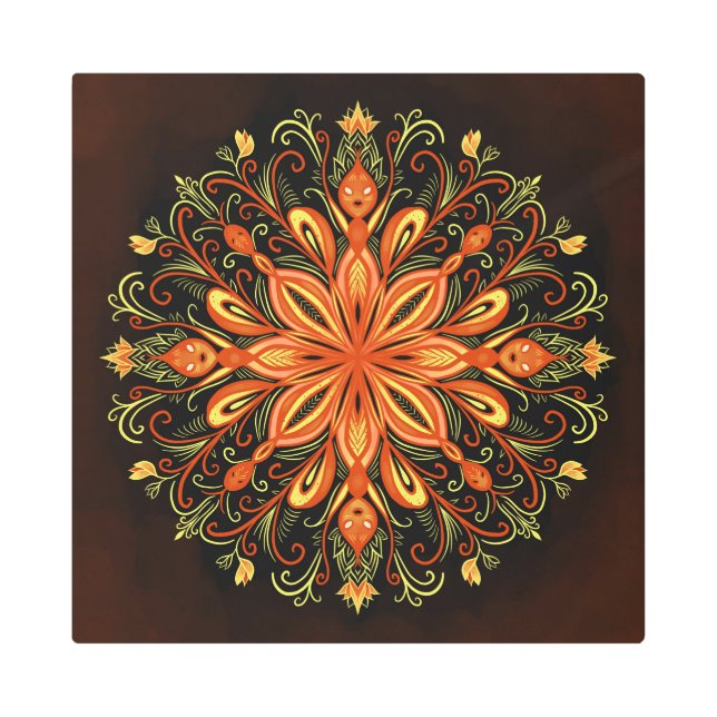 火要素フレームマンダラ メタルプリント (正面)