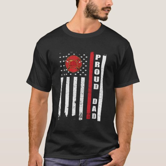 火誇りを持ったパパ米国国旗の消防士パパ Tシャツ (正面)
