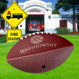 火赤と白パーソナライズされた器紋章 アメリカンフットボール