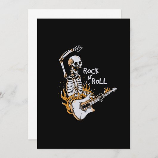 火遊付きスケルトンのギター サンキューカード (正面/裏面)