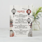 火鉢のランタン付きディナー日本のメニュー 招待状 (スタンド正面)