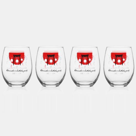 火鉢バースデーパーティー風鈴ふ日本のりん ステムなしワイングラス (正面)