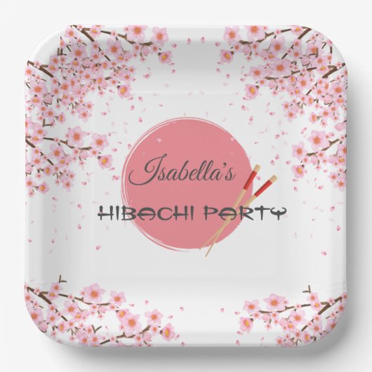 火鉢日本のディナー誕生会 ペーパープレート (正面)