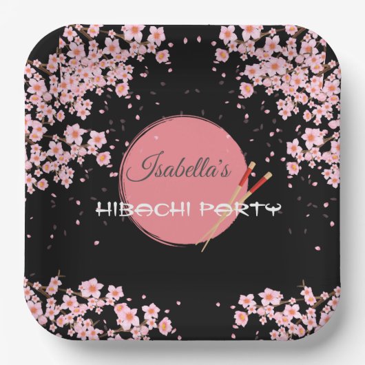 火鉢日本のディナー誕生会 ペーパープレート (正面)