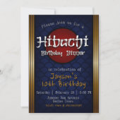 火鉢誕生日ディナー – 青 招待状 (正面)