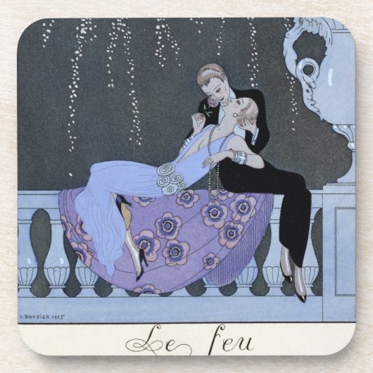 火、ポー著「祝日Galantes」のためのイラストレーション コースター (正面)