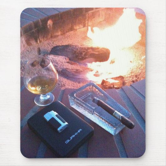 火-マウスパッドによるシガーそして飲み物 マウスパッド (正面)