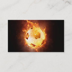 火、球、サッカーの下のフットボール 名刺