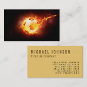 火、球、サッカーの下のフットボール 名刺 (正面/裏面)