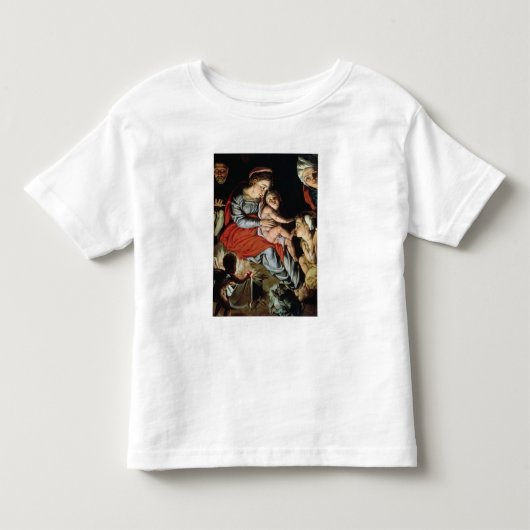 火、c.1532-33のまわりの神聖な家族 トドラーTシャツ (正面)