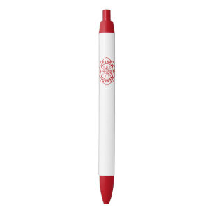 火Deptのマルタ十字の赤いトリムのペン、黒いインク 黒ボールペン