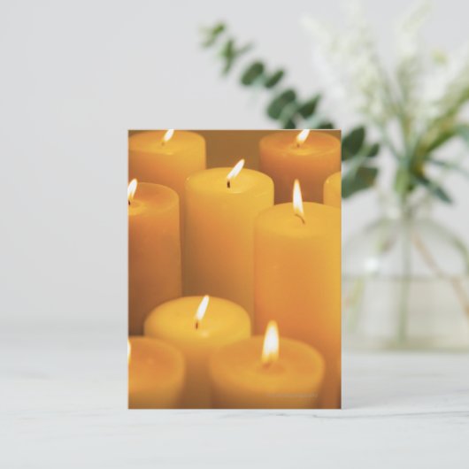 灯りがついたロウソクの静物詩 ポストカード (スタンド正面)