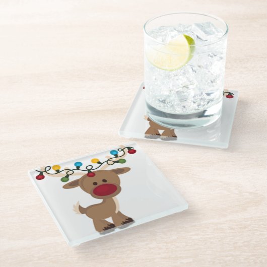 **灯列トナカイ**コースター ガラスコースター (アングル)