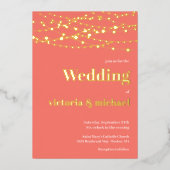 灯列モダン結婚 箔招待状 (正面)