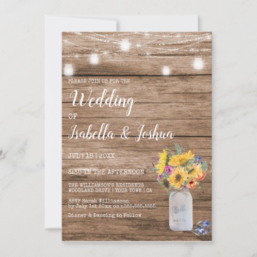 灯列 | Mason 結婚 Jarの 招待状 (正面)