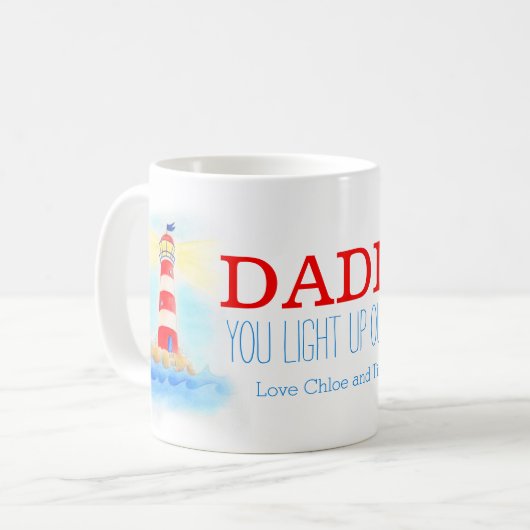 灯台お父さん私達の生命マグをつけます コーヒーマグカップ (正面左)