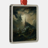 灯台が付いている嵐の海 メタルオーナメント (右)