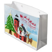 灯台が付いている航海のなクリスマスのバッグ ラージペーパーバッグ (裏面アングル)