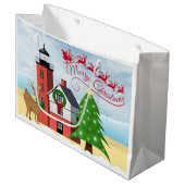 灯台が付いている航海のなクリスマスのバッグ ラージペーパーバッグ (正面アングル)