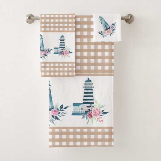 灯台とギンガムプレイドバスタオルセット バスタオルセット (インサイチュ)