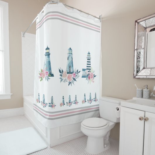 灯台とバラ シャワーカーテン (インサイチュ)