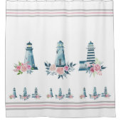 灯台とバラ シャワーカーテン (正面)