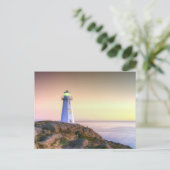 灯台と夕日の写真 ポストカード (スタンド正面)