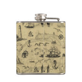 灯台と帆船の航海のヴィンテージ フラスク (裏面)