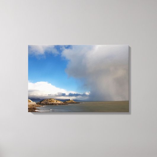 灯台と接近する嵐 キャンバスプリント (正面)