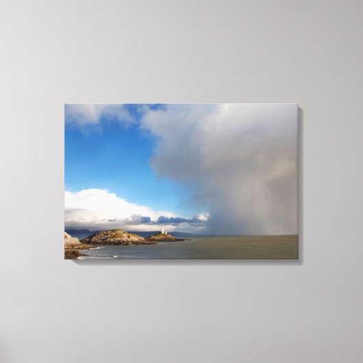 灯台と接近する嵐 キャンバスプリント (正面)
