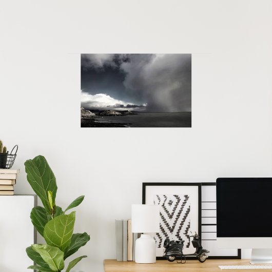 灯台と雨雲 ポスター (ホームオフィス)