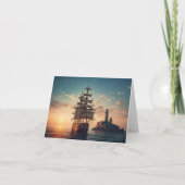 灯台と高層の船札 カード (正面)