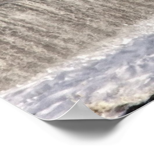 灯台に押し寄せる波 ポスター (角)